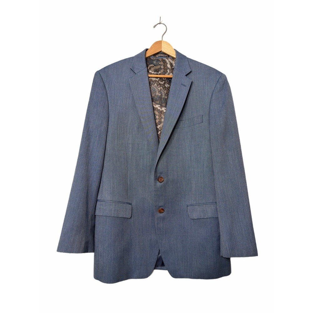 Lauren Ralph Lauren 2 Button‎ Blazer Blue Sport Coat Jacket 38 R Paisley Lining
